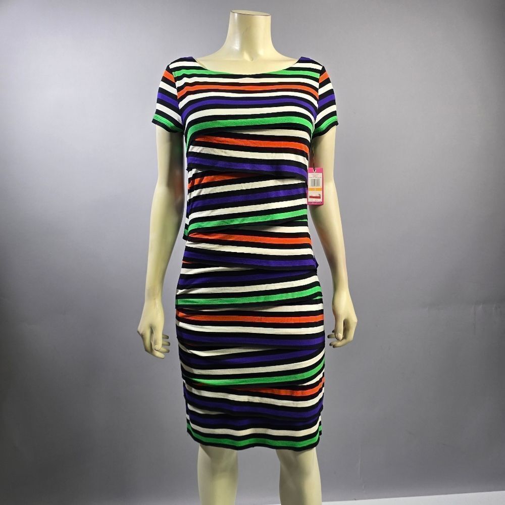 Vince Camuto Striped Multicolor Dress R7